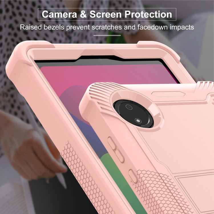 Funda Híbrida de Silicona a Prueba de Golpes para Xiaomi Redmi Pad Se 8.7 con Soporte (Oro Rosa)