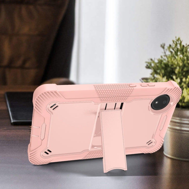 Funda Híbrida de Silicona a Prueba de Golpes para Xiaomi Redmi Pad Se 8.7 con Soporte (Oro Rosa)
