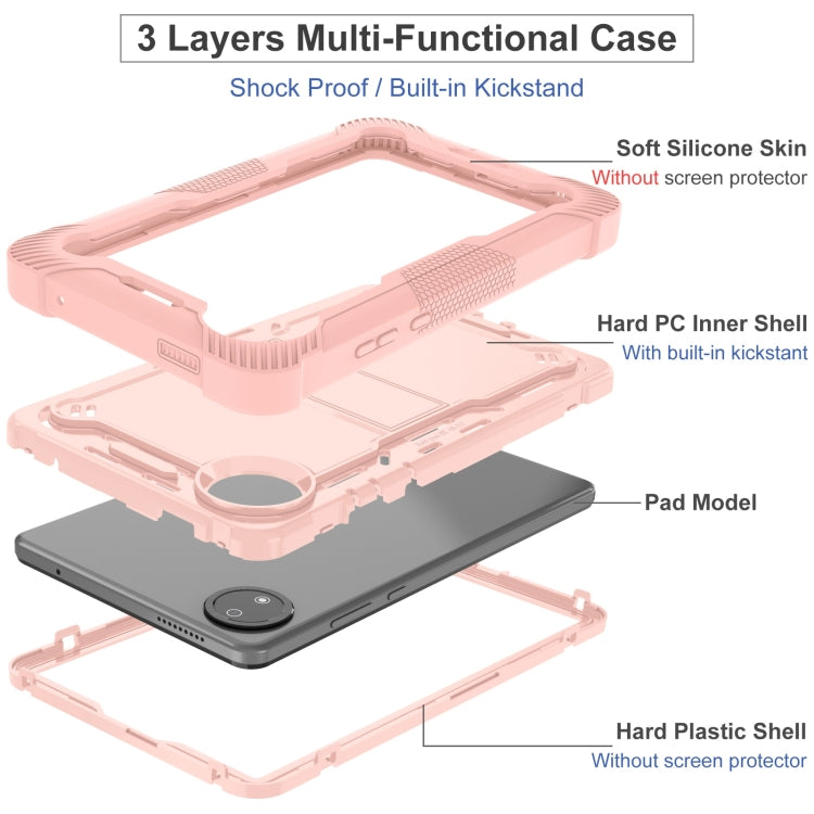 Funda Híbrida de Silicona a Prueba de Golpes para Xiaomi Redmi Pad Se 8.7 con Soporte (Oro Rosa)