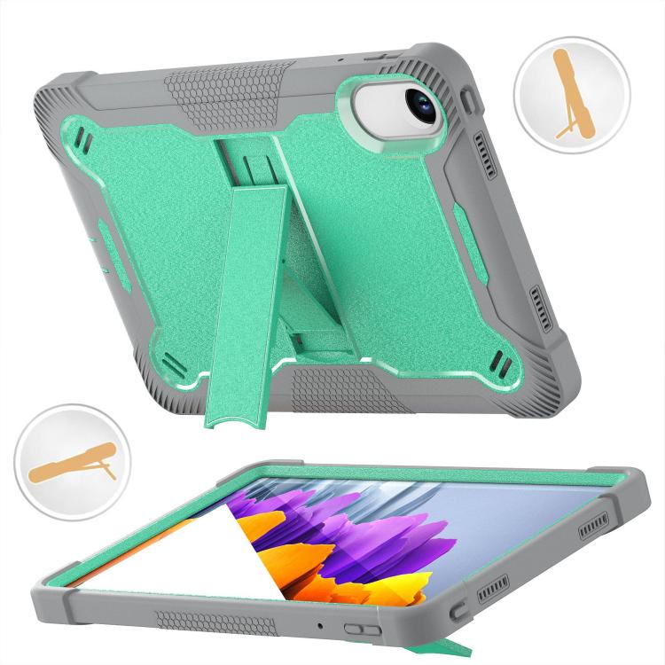 Funda híbrida de silicona a prueba de golpes para Xiaomi Redmi Pad 2 con soporte (verde menta y gris)