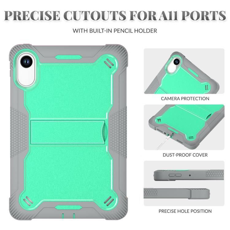 Funda híbrida de silicona a prueba de golpes para Xiaomi Redmi Pad 2 con soporte (verde menta y gris)