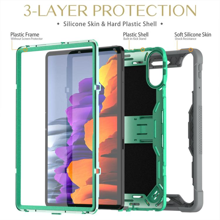 Funda híbrida de silicona a prueba de golpes para Xiaomi Redmi Pad 2 con soporte (verde menta y gris)