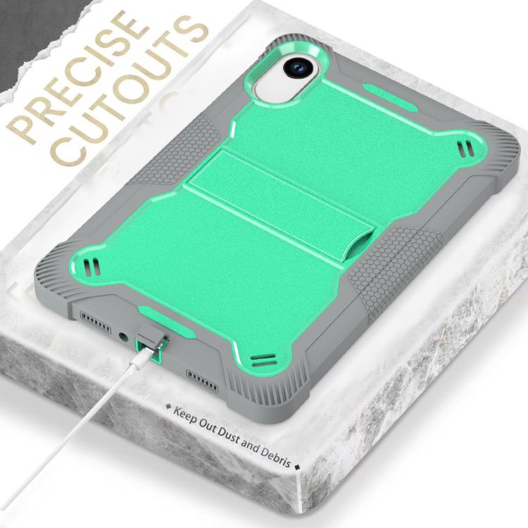 Funda híbrida de silicona a prueba de golpes para Xiaomi Redmi Pad 2 con soporte (verde menta y gris)