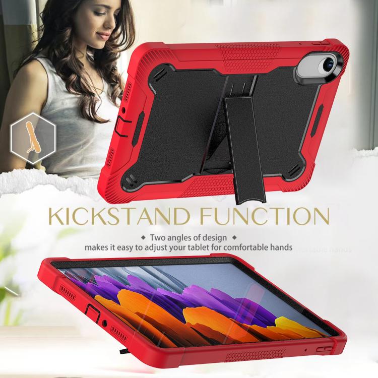 Funda híbrida de silicona a prueba de golpes para Xiaomi Redmi Pad 2 con soporte (negro y rojo)