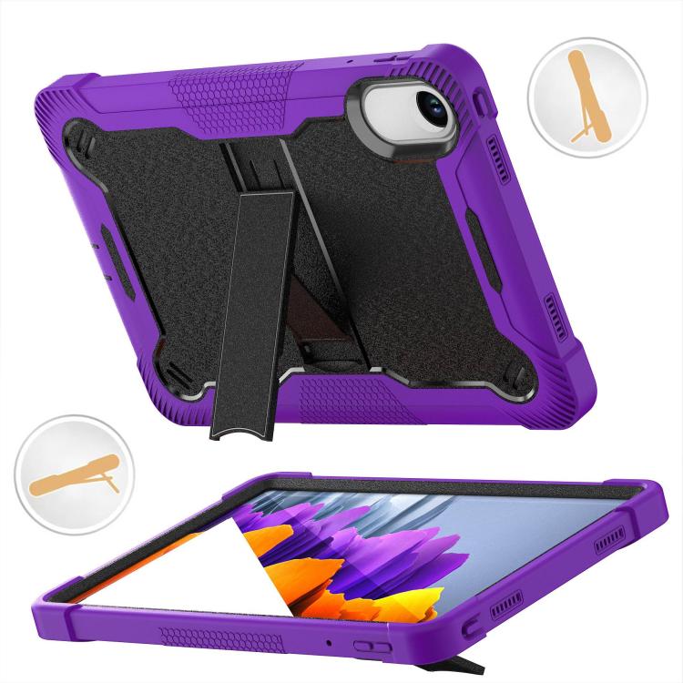 Funda híbrida de silicona a prueba de golpes para Xiaomi Redmi Pad 2 con soporte (negro y morado)
