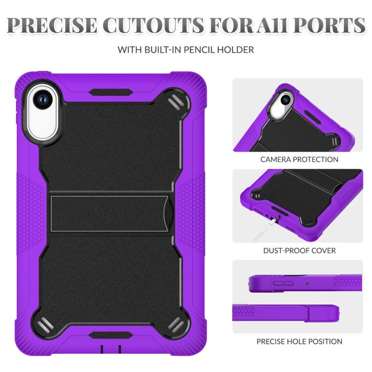 Funda híbrida de silicona a prueba de golpes para Xiaomi Redmi Pad 2 con soporte (negro y morado)