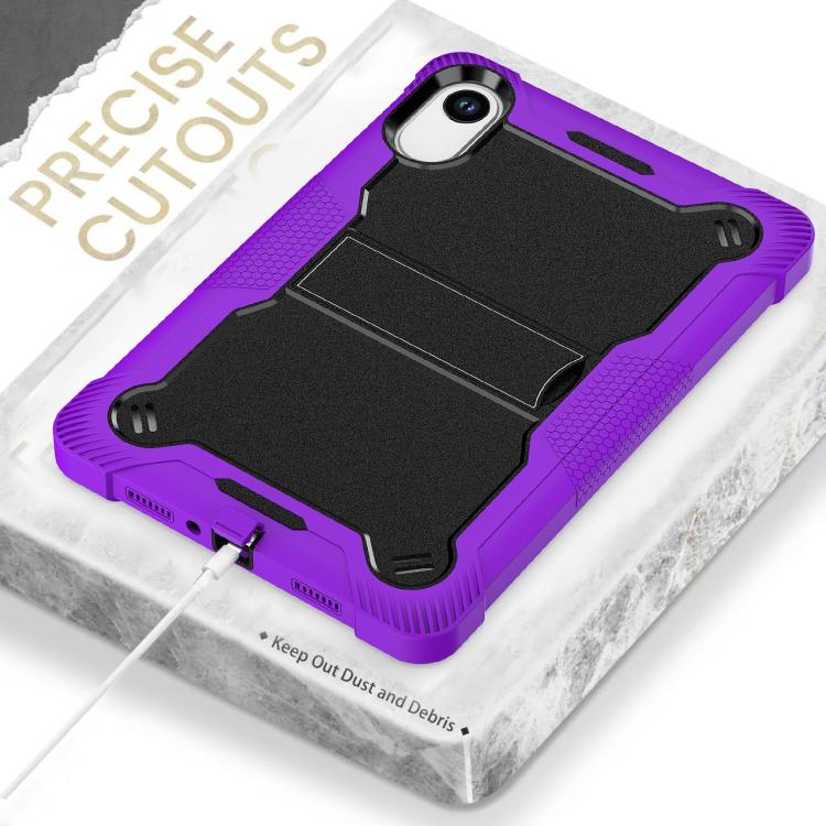 Funda híbrida de silicona a prueba de golpes para Xiaomi Redmi Pad 2 con soporte (negro y morado)