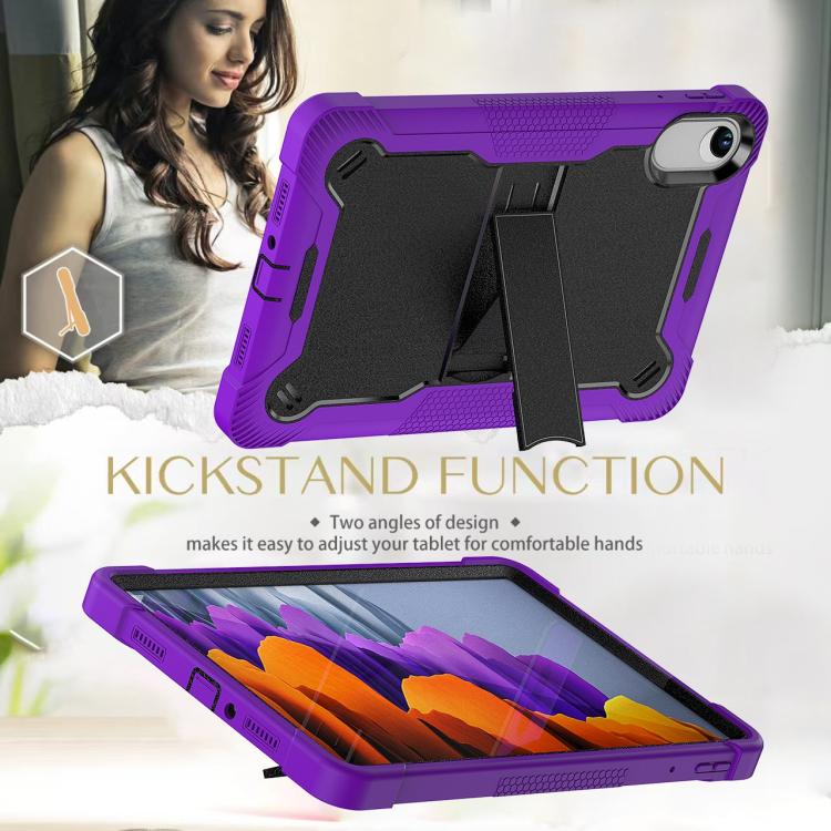 Funda híbrida de silicona a prueba de golpes para Xiaomi Redmi Pad 2 con soporte (negro y morado)