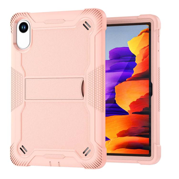 Funda híbrida de silicona a prueba de golpes para Xiaomi Redmi Pad 2 con soporte (oro rosa)