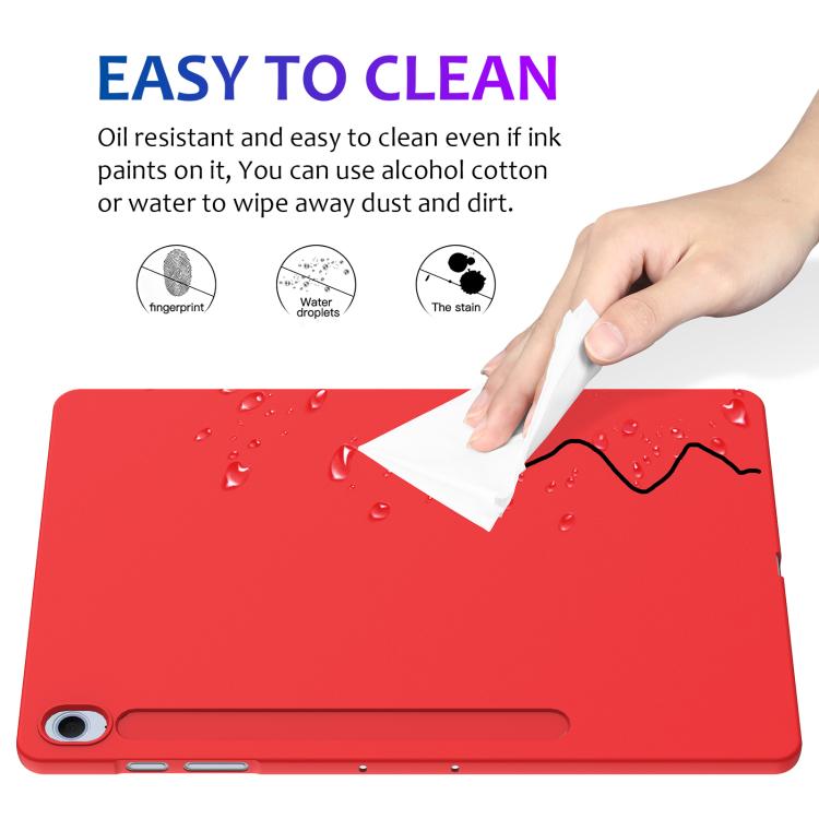 Funda de silicona líquida a prueba de golpes para Samsung Galaxy Tab S10 FE+ (color rojo)