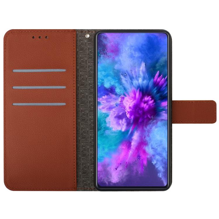 Funda de cuero con textura de rejilla rómbica para TCL 60 SE/605 (marrón)