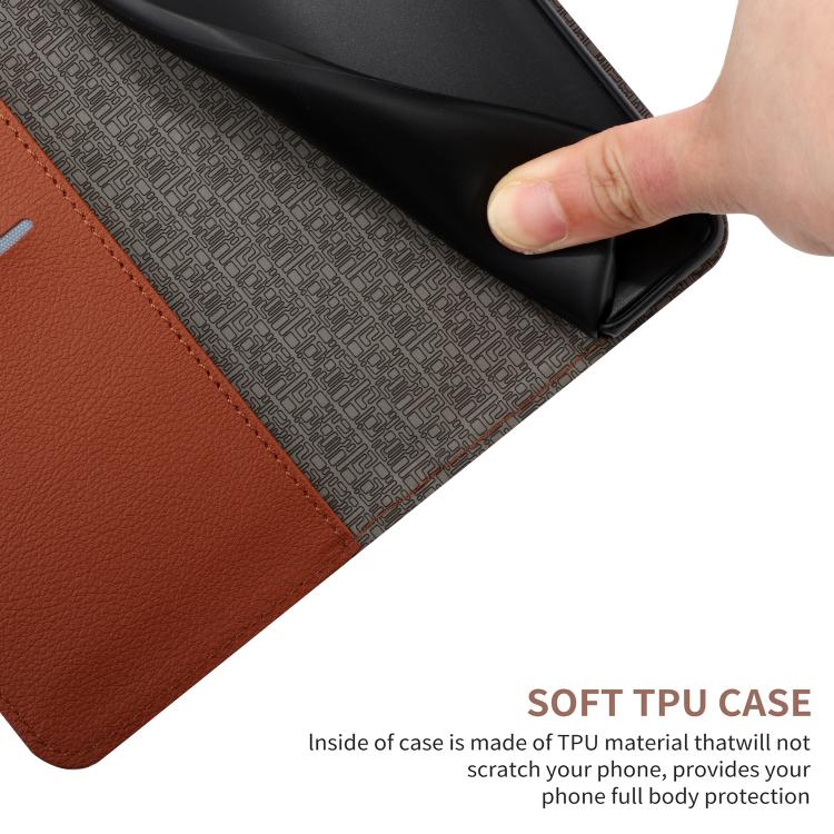 Funda de cuero con textura de rejilla rómbica para TCL 60 SE/605 (marrón)