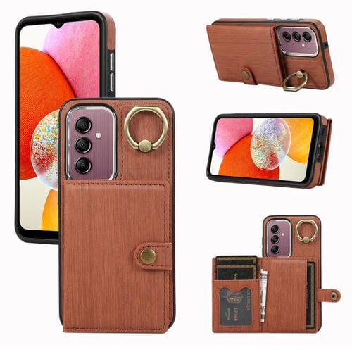 Funda para Teléfono Samsung Galaxy A14 4G 5G Soporte Anillo Billetera (Marrón)