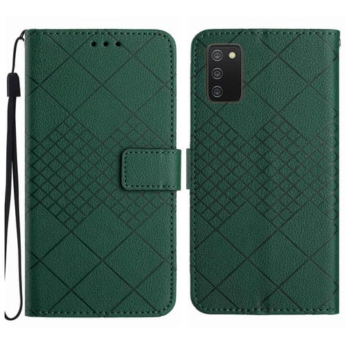 Funda para Teléfono Samsung Galaxy A03S 165,8mm Cuero Textura Rejilla Rómbica (Verde)