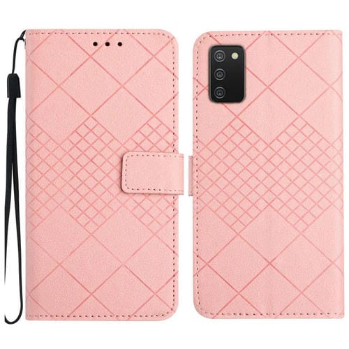 Funda para Teléfono Samsung Galaxy A03S 165,8mm Cuero Textura Rejilla Rómbica (Rosa)