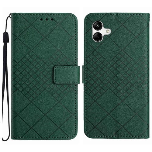 Funda de Cuero Samsung Galaxy A05 Textura Rejilla Rómbica (Verde)