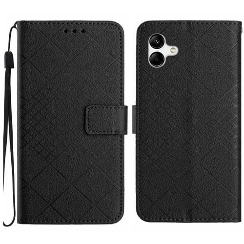 Funda para Samsung Galaxy A05 Cuero Textura Rejilla Rómbica (Negro)