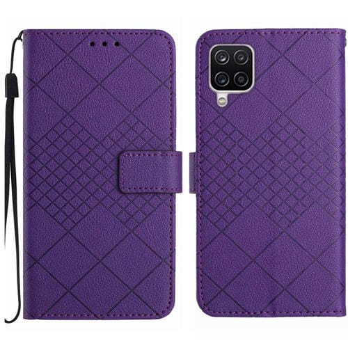 Funda para Samsung Galaxy A22 4G Cuero Textura Rejilla Rómbica (Púrpura)