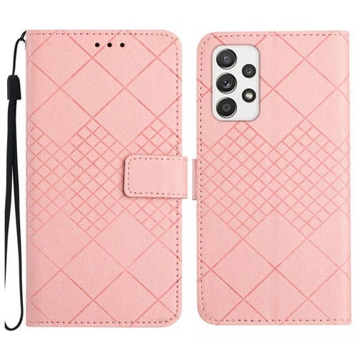 Funda para Samsung Galaxy A33 5G Cuero Textura Rejilla Rómbica (Rosa)