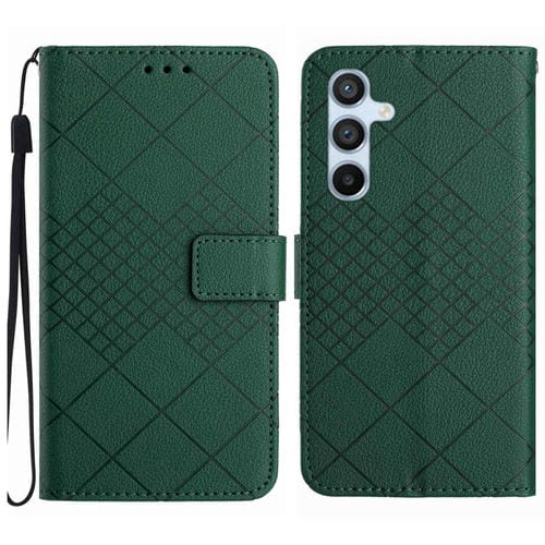 Funda para Samsung Galaxy A34 5G Cuero Textura de Rejilla Rómbica (Verde)