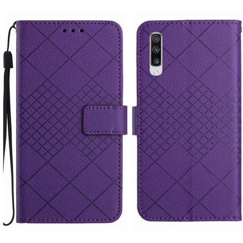 Funda para Teléfono Samsung Galaxy A50 A50S A30S Cuero Textura Rejilla Rómbica (Púrpura)