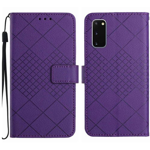 Funda para Samsung Galaxy S20 Cuero Textura Rejilla Rómbica (Púrpura)