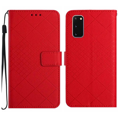 Funda para Samsung Galaxy S20 Cuero Textura Rejilla Rómbica (Rojo)