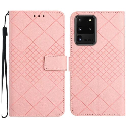 Funda para Samsung Galaxy S20 Ultra Cuero Textura Rejilla Rómbica (Rosa)