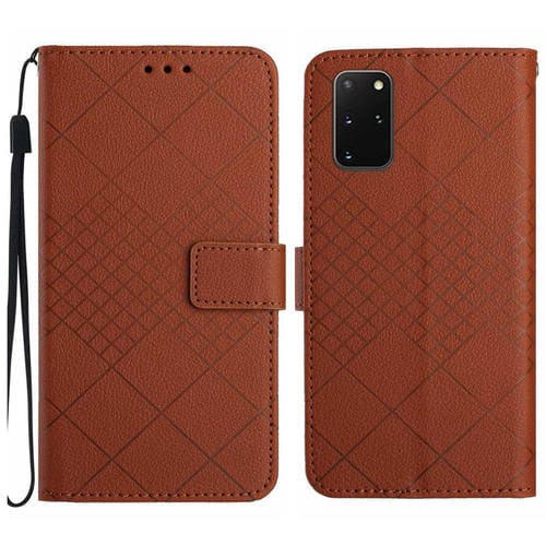Funda para teléfono Samsung Galaxy S20 Cuero Textura Rejilla Rómbica (Marrón)