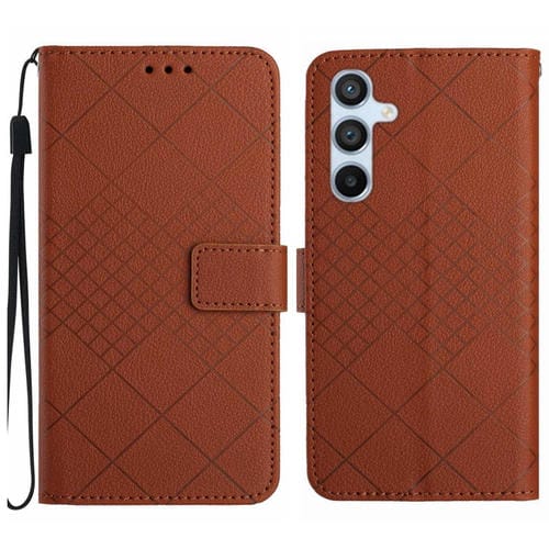 Funda para Samsung Galaxy A35 5G Cuero Textura Rejilla Rómbica (Marrón)
