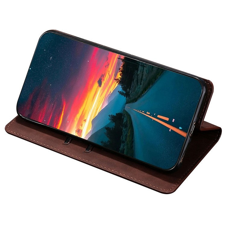 Funda de Cuero Magnética para OnePlus Nord Ce 4 Lite 5G (Marrón Oscuro)
