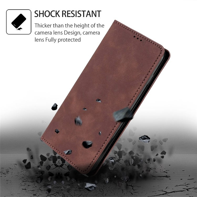 Funda de Cuero Magnética para OnePlus Nord Ce 4 Lite 5G (Marrón Oscuro)