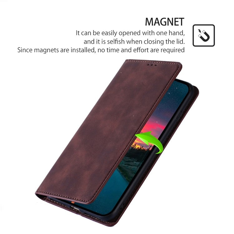 Funda de Cuero Magnética para OnePlus Nord Ce 4 Lite 5G (Marrón Oscuro)