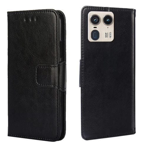Funda de Cuero con Textura de Cristal para Motorola Edge 50 Ultra (Negro)