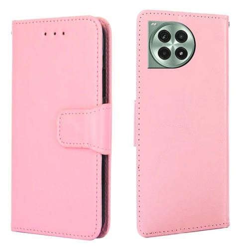 Funda de Cuero con Textura de Cristal para OnePlus Ace 3 Pro 5G (Rosa)