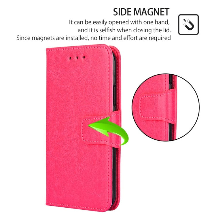 Funda de Cuero con Textura de Cristal para OnePlus Ace 3 Pro 5G (Rosa Rojo)