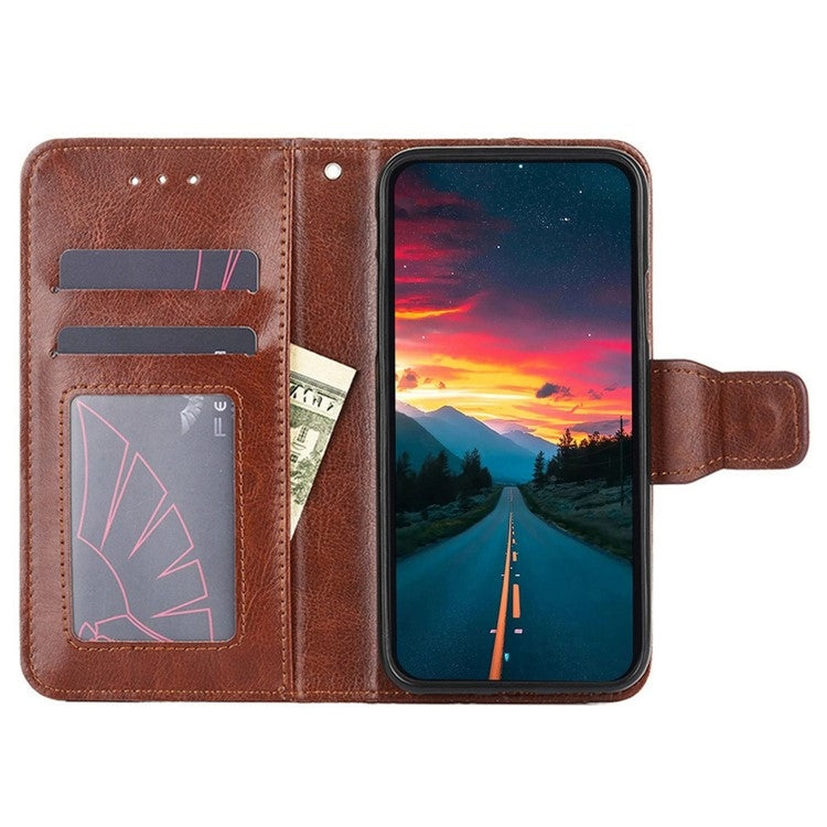 Funda de Cuero con Textura de Cristal para OnePlus Ace 3 Pro 5G (Marrón)