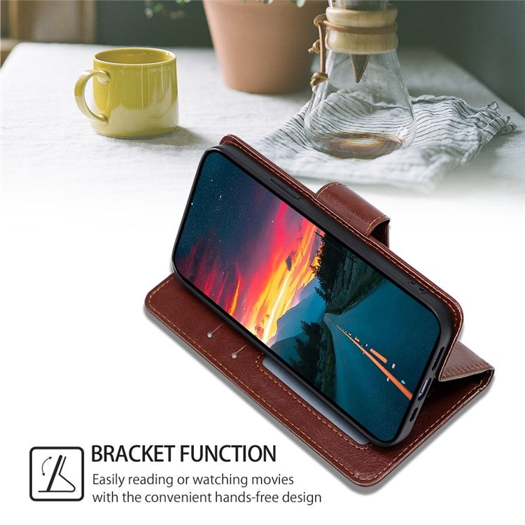 Funda de Cuero con Textura de Cristal para OnePlus Ace 3 Pro 5G (Marrón)