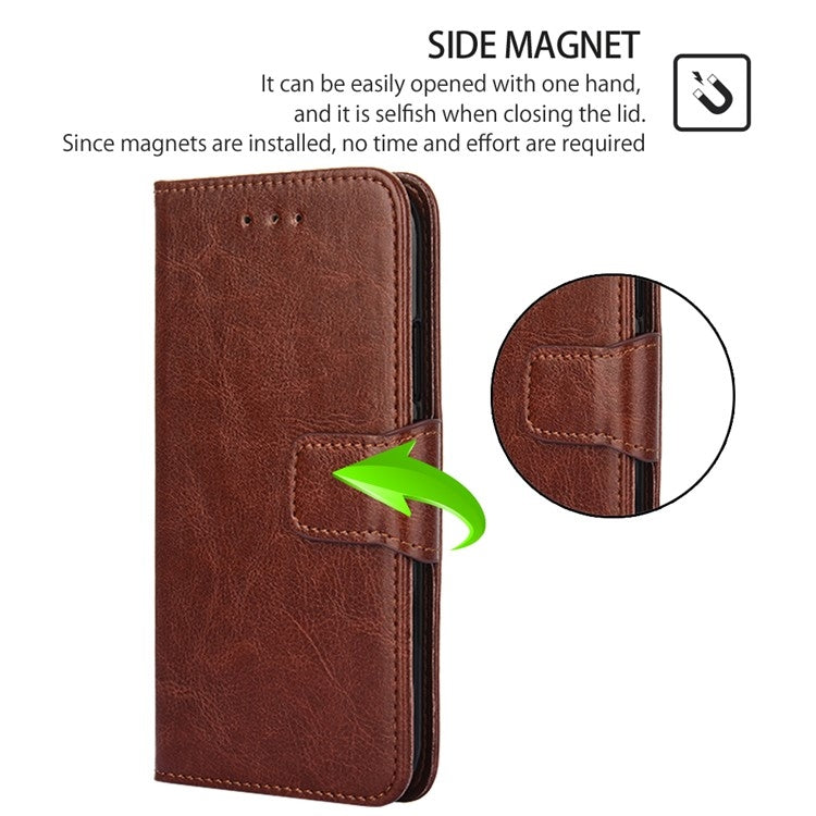 Funda de Cuero con Textura de Cristal para OnePlus Ace 3 Pro 5G (Marrón)
