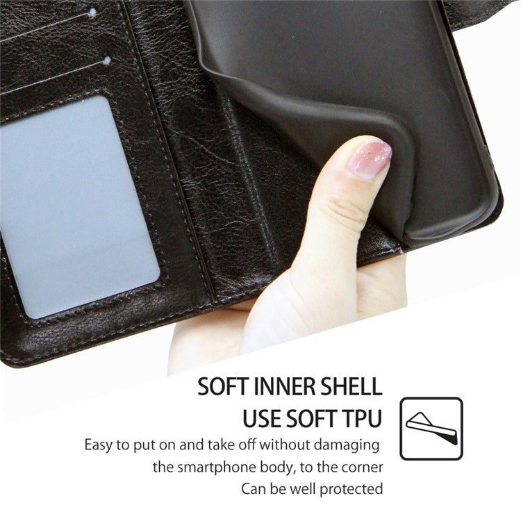 Funda de Cuero con Textura de Cristal para OnePlus Ace 3 Pro 5G (Negra)