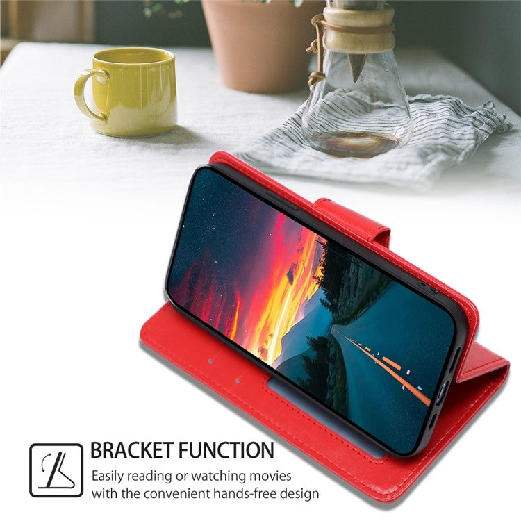 Funda de Cuero con Textura de Cristal para OnePlus Nord Ce 4 Lite 5G (Rojo)