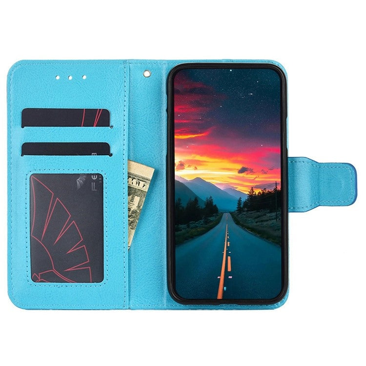 Funda de Cuero con Textura de Cristal para OnePlus Nord CE 4 Lite 5G (Azul Cielo)