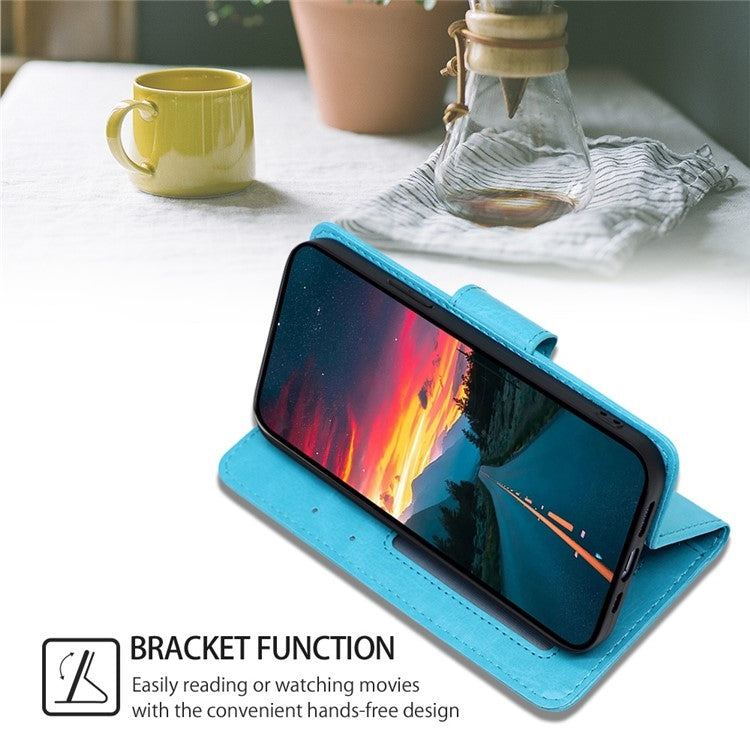 Funda de Cuero con Textura de Cristal para OnePlus Nord CE 4 Lite 5G (Azul Cielo)
