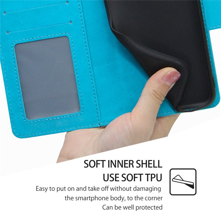 Funda de Cuero con Textura de Cristal para OnePlus Nord CE 4 Lite 5G (Azul Cielo)