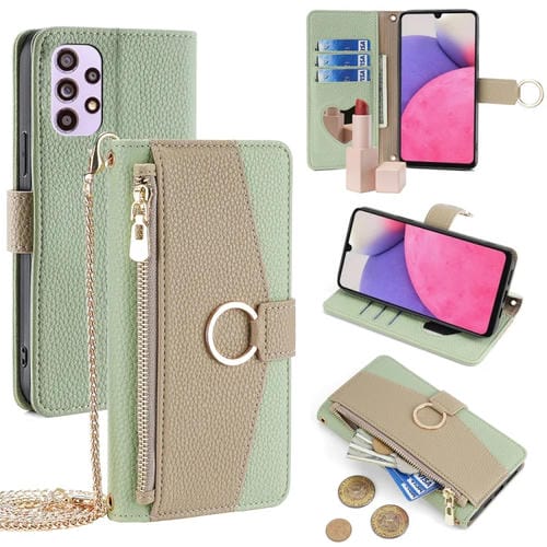 Funda para Samsung Galaxy A33 5G Crossbody Litchi Texture Cuero (Verde)