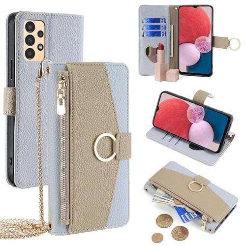 Funda de Cuero para Samsung Galaxy A13 4G Crossbody Litchi Texture (Azul)