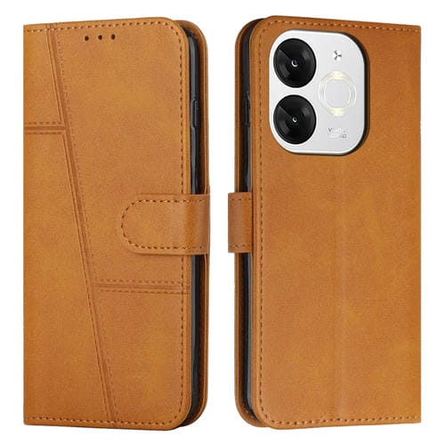 Funda de Cuero con Textura de Becerro y Hebilla para Teléfono Itel A80 (Amarillo)