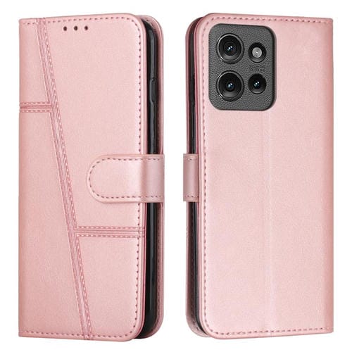 Funda de Cuero Textura Becerro con Hebilla para Motorola Moto G Power/G Play (2025) (Oro Rosa)