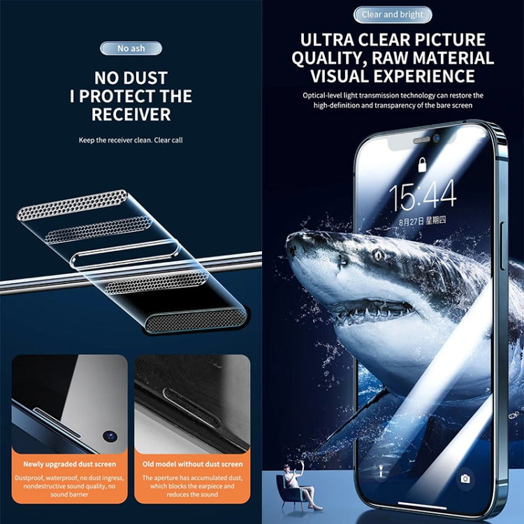 Película de Vidrio Templado para iPhone 15 Antiestática Prueba de Polvo Fijación Rápida Anti-Peeping (25 Piezas) - MOVILSTORE