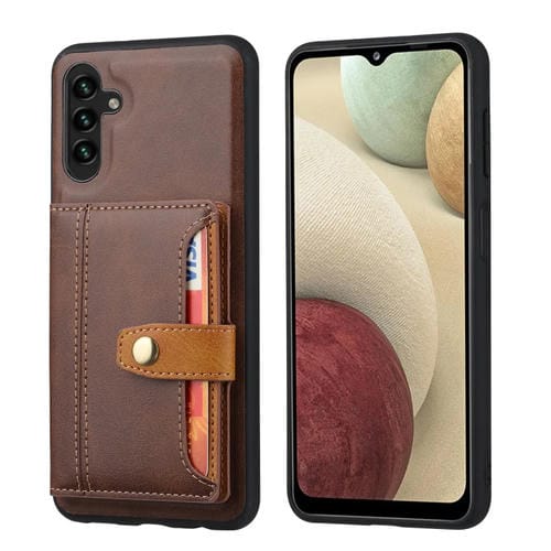 Funda para Teléfono Samsung Galaxy A35 5G TPU y PU con Ranura para Tarjeta Piel de Becerro (Marrón)